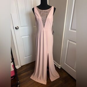Adrianna Papell Blush Lace Maxi Dress